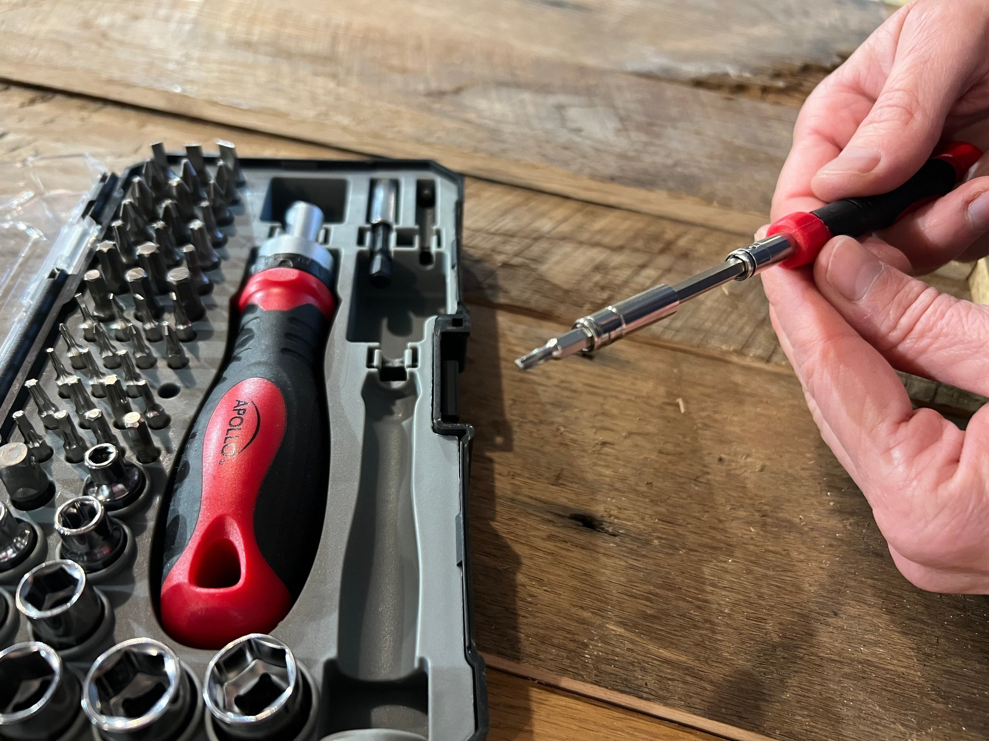 Apollo Tools 55 Piece Metric Tool Set with Ratcheting Bit Driver, Precision Bit Driver and Bit Assortment - DT5024 SpadezStore