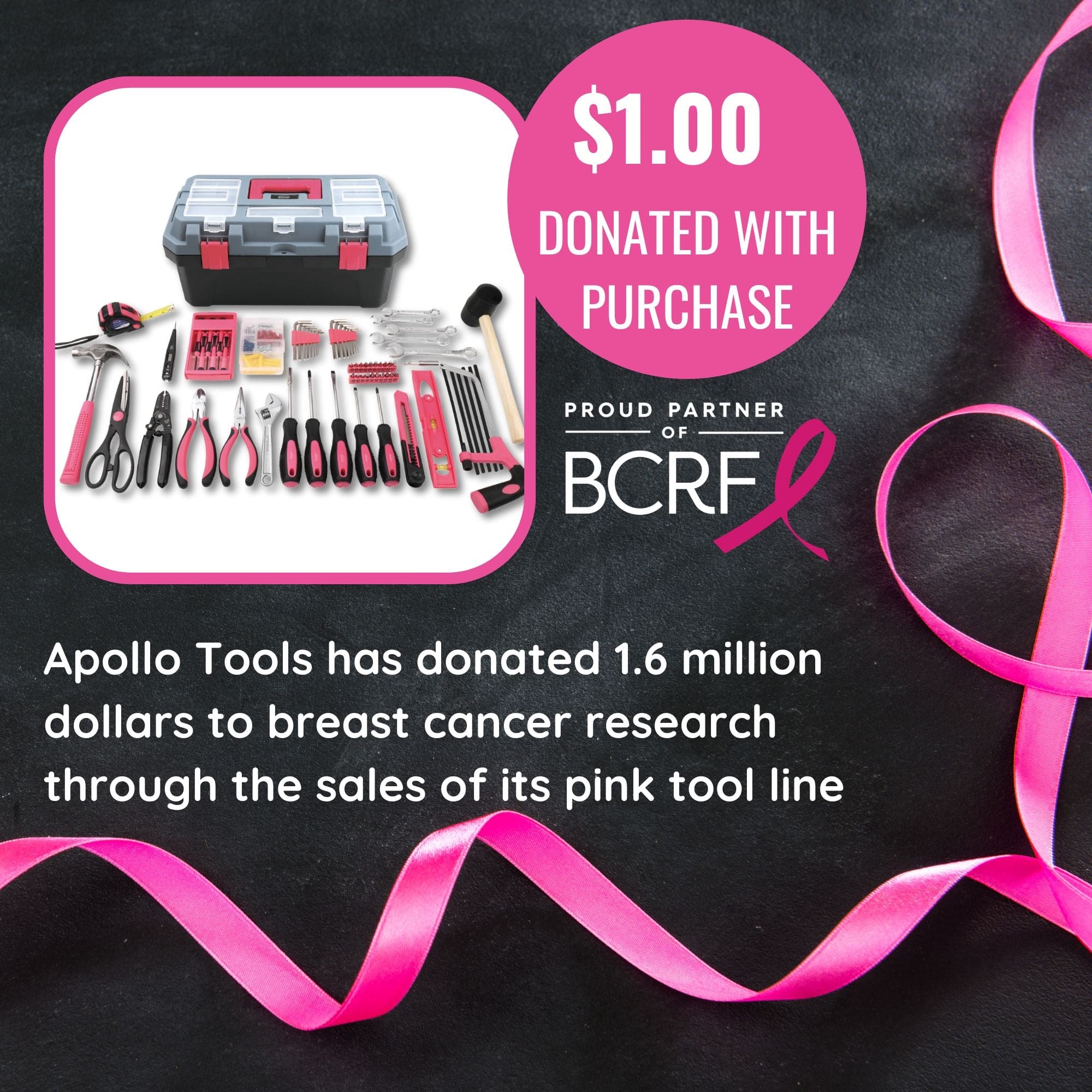 Apollo Tools Pink 170 Piece Household Tool Kit with New and Improved Tool Box - DT7103P SpadezStore