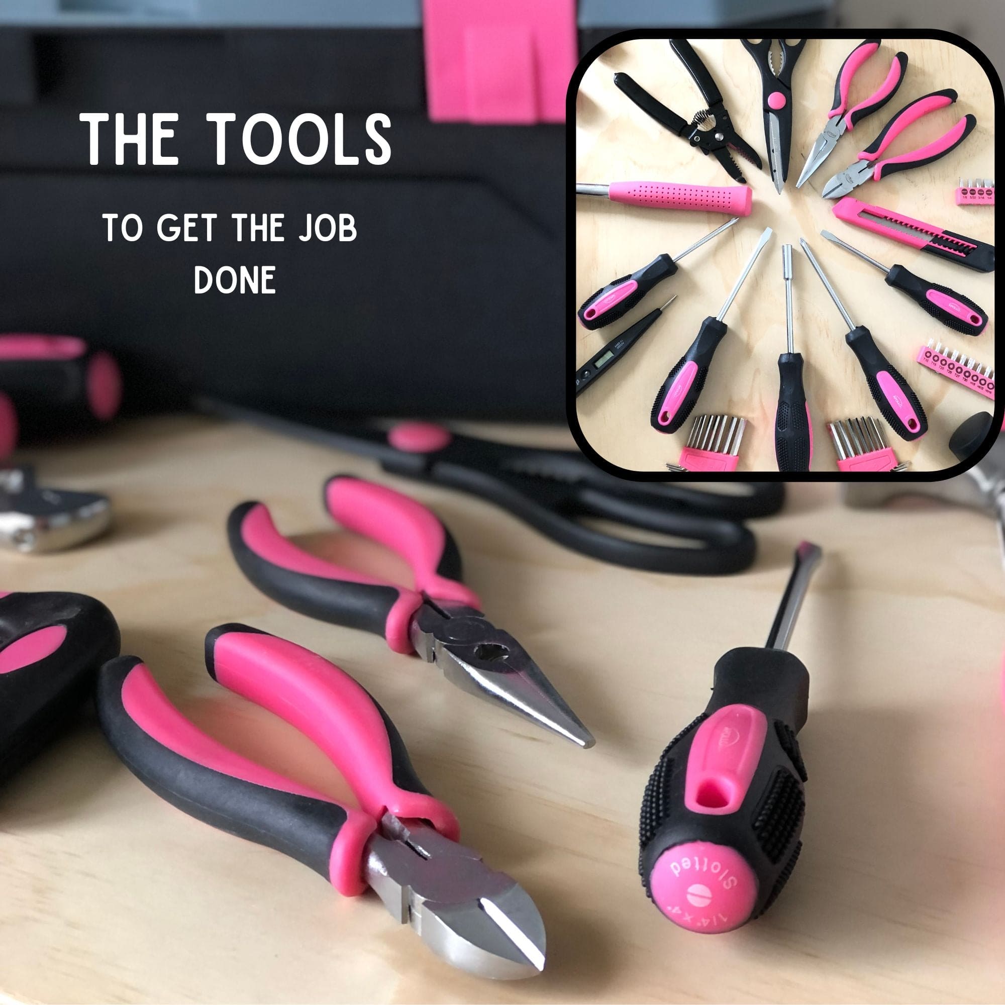 Apollo Tools Pink 170 Piece Household Tool Kit with New and Improved Tool Box - DT7103P SpadezStore