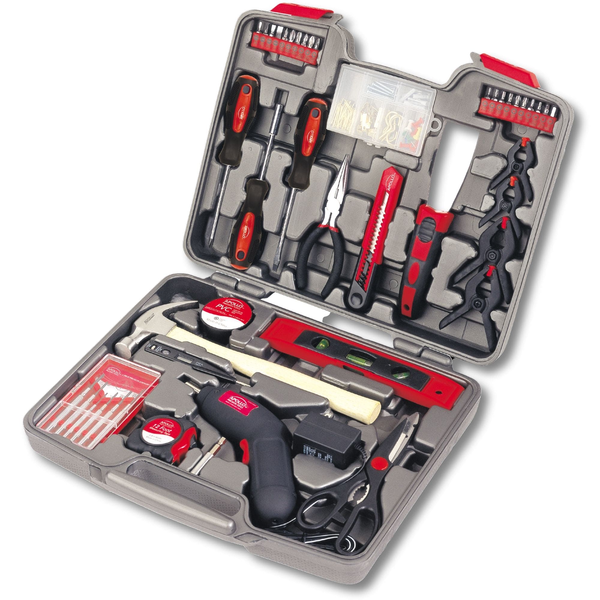 Apollo Tools 144 Piece Household Tool Kit with 4.8V Cordless Screwdriver - DT8422 SpadezStore