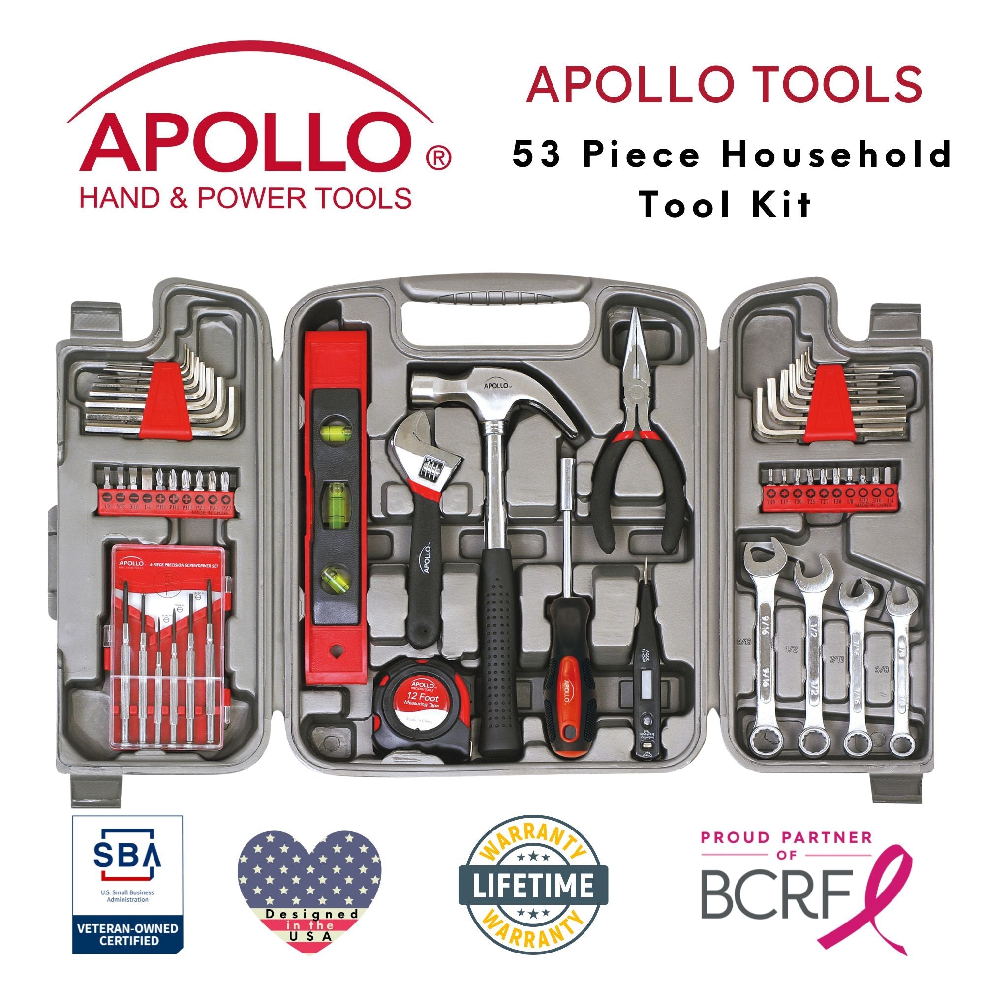 Apollo Tools 53 Piece Household Tool Kit - DT9408 SpadezStore