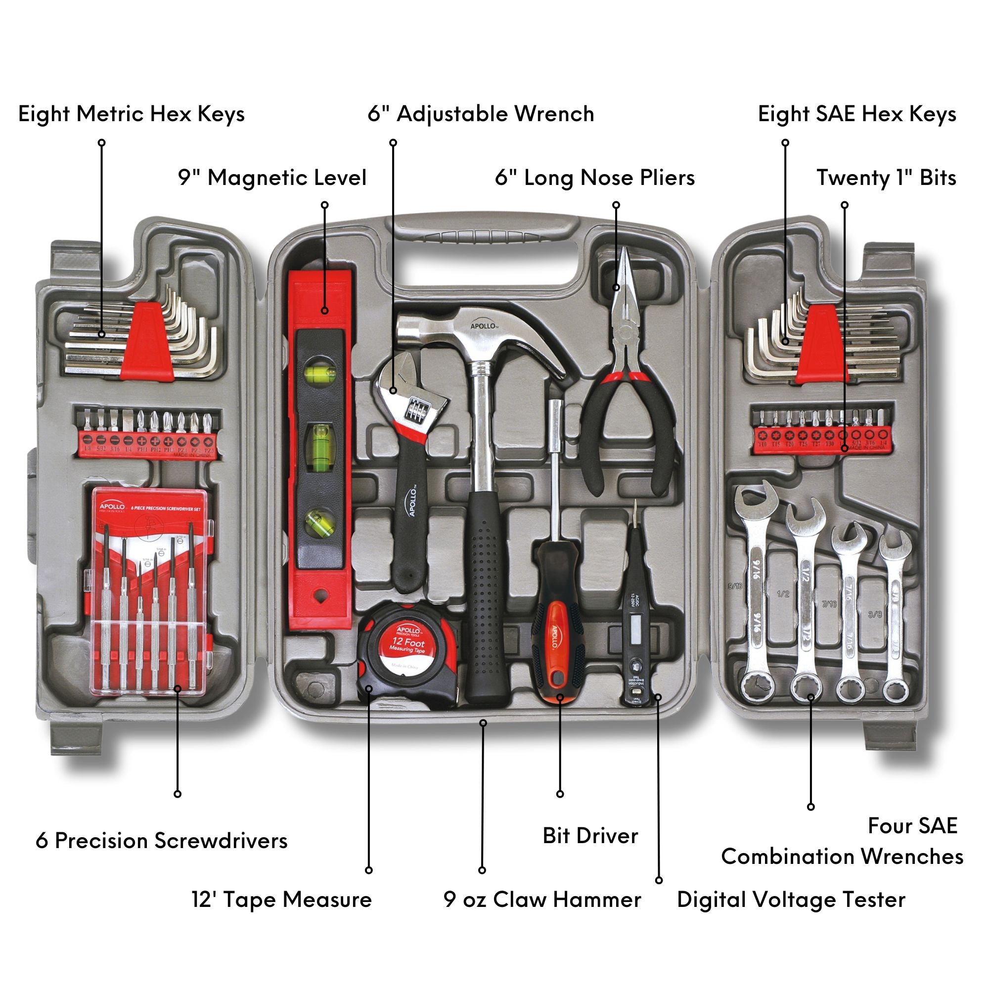 Apollo Tools 53 Piece Household Tool Kit - DT9408 SpadezStore