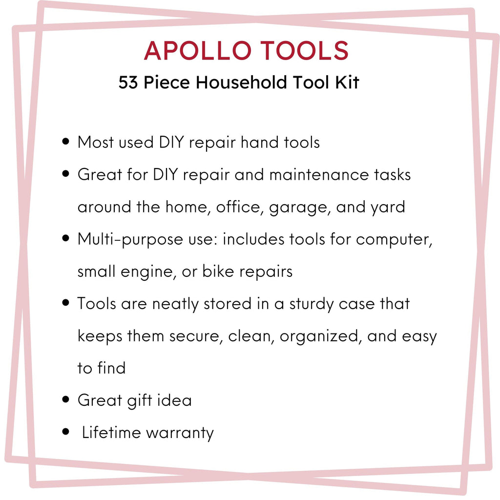Apollo Tools 53 Piece Household Tool Kit - DT9408 SpadezStore