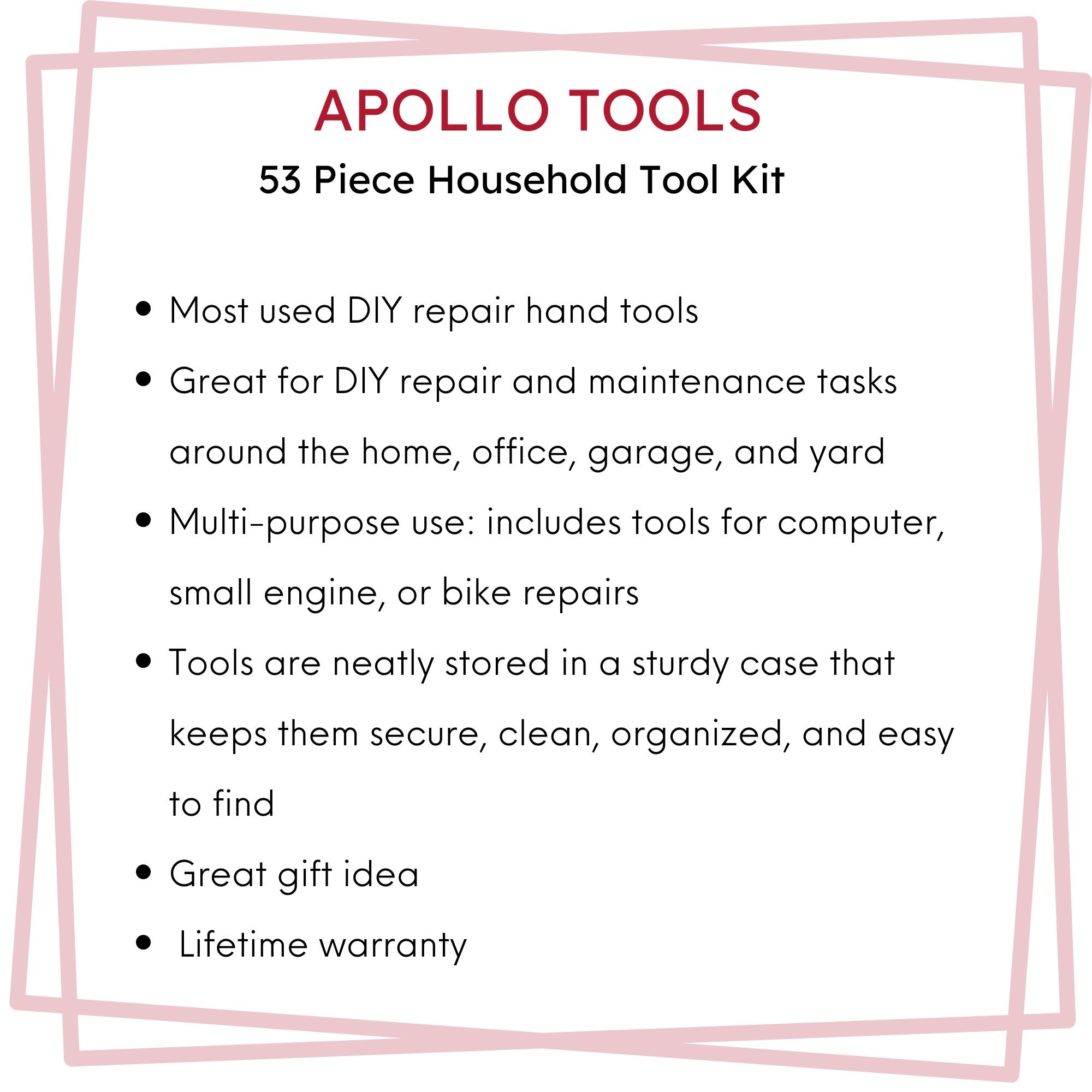 Apollo Tools 53 Piece Household Tool Kit - DT9408 SpadezStore