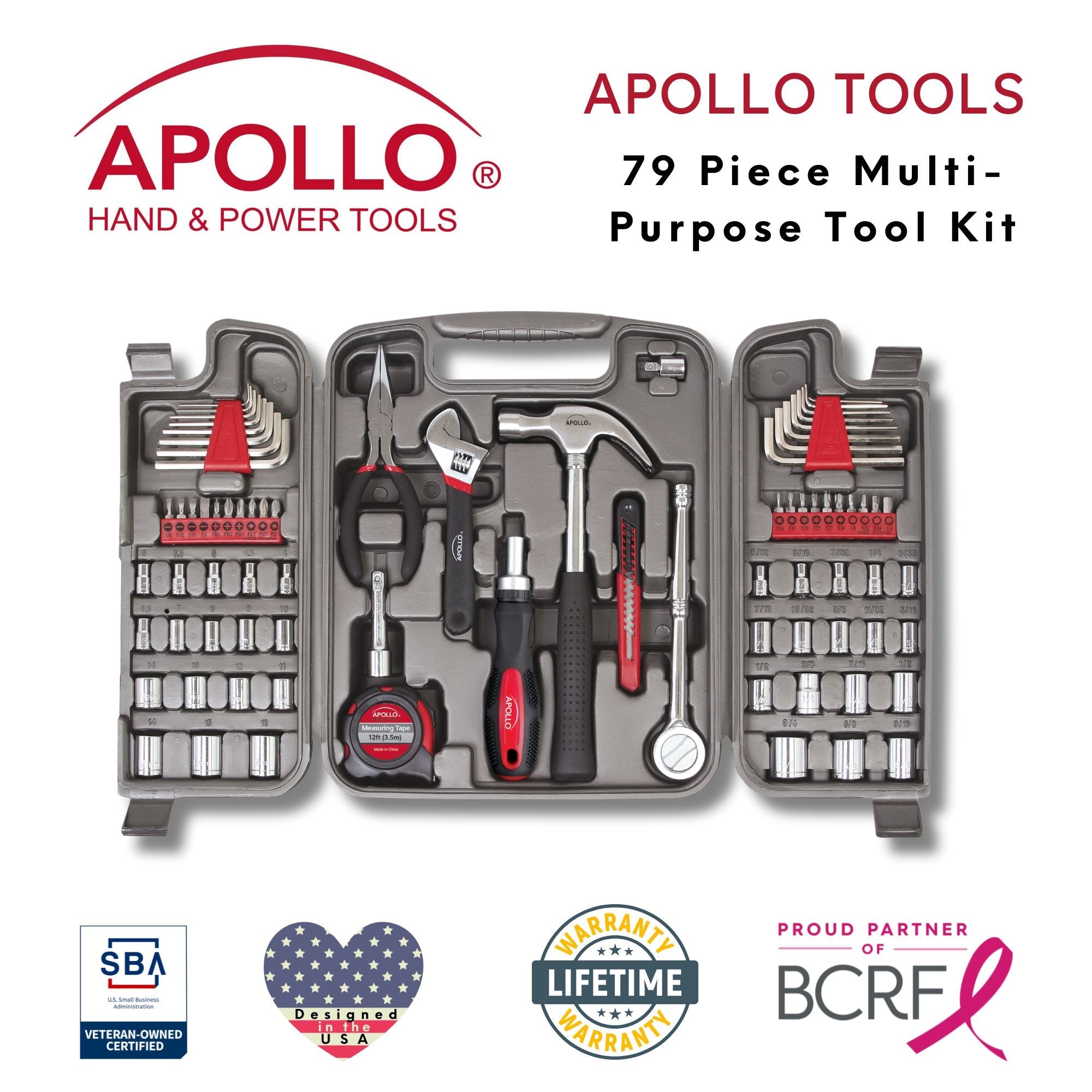 Apollo Tools 79 Piece Multi-Purpose Tool Kit - DT9411 SpadezStore