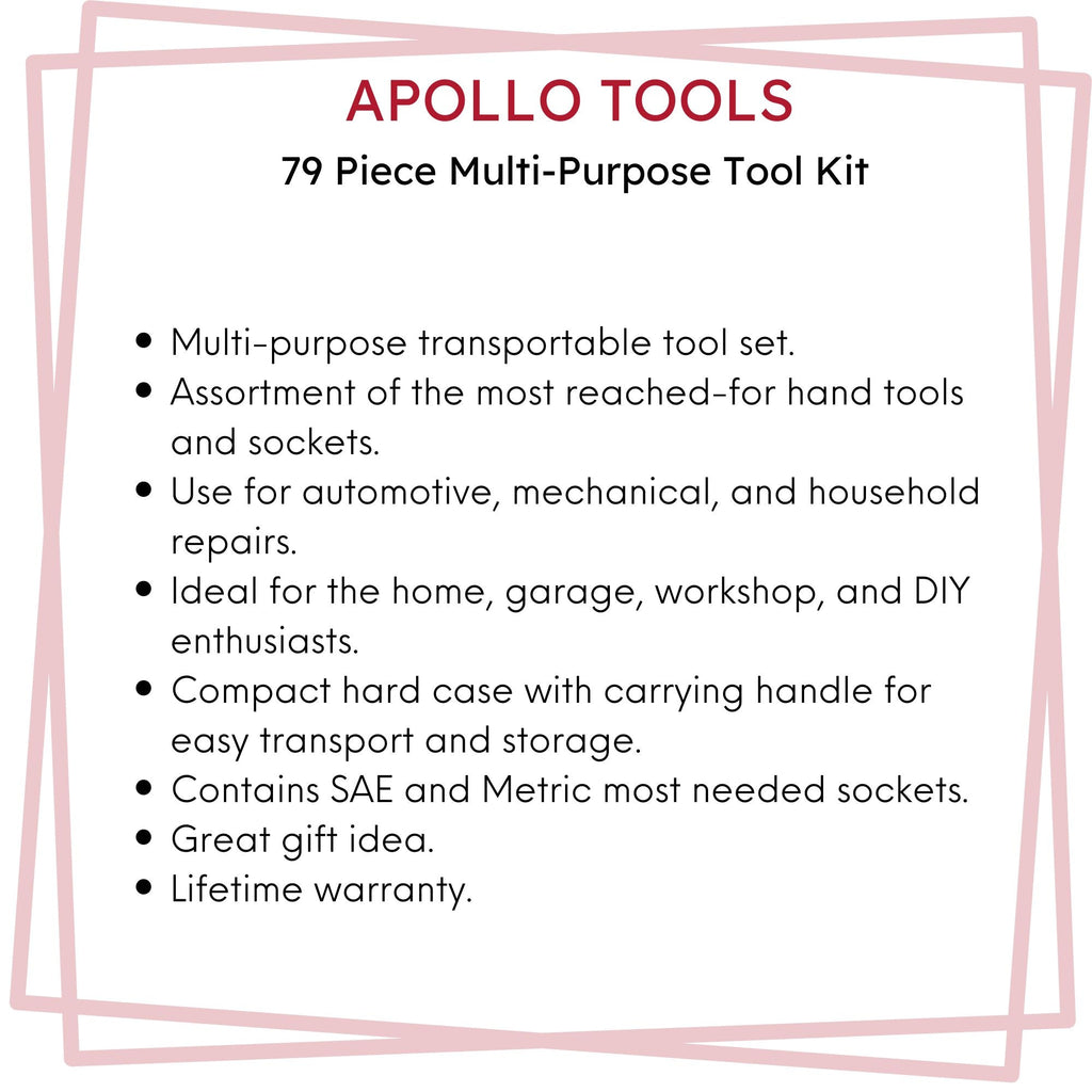 Apollo Tools 79 Piece Multi-Purpose Tool Kit - DT9411 SpadezStore
