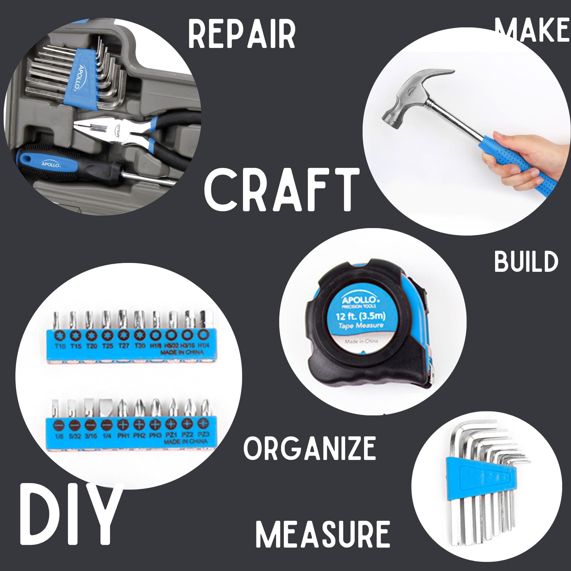 Apollo Tools 39 Piece General Tool Kit - DT9706BL SpadezStore