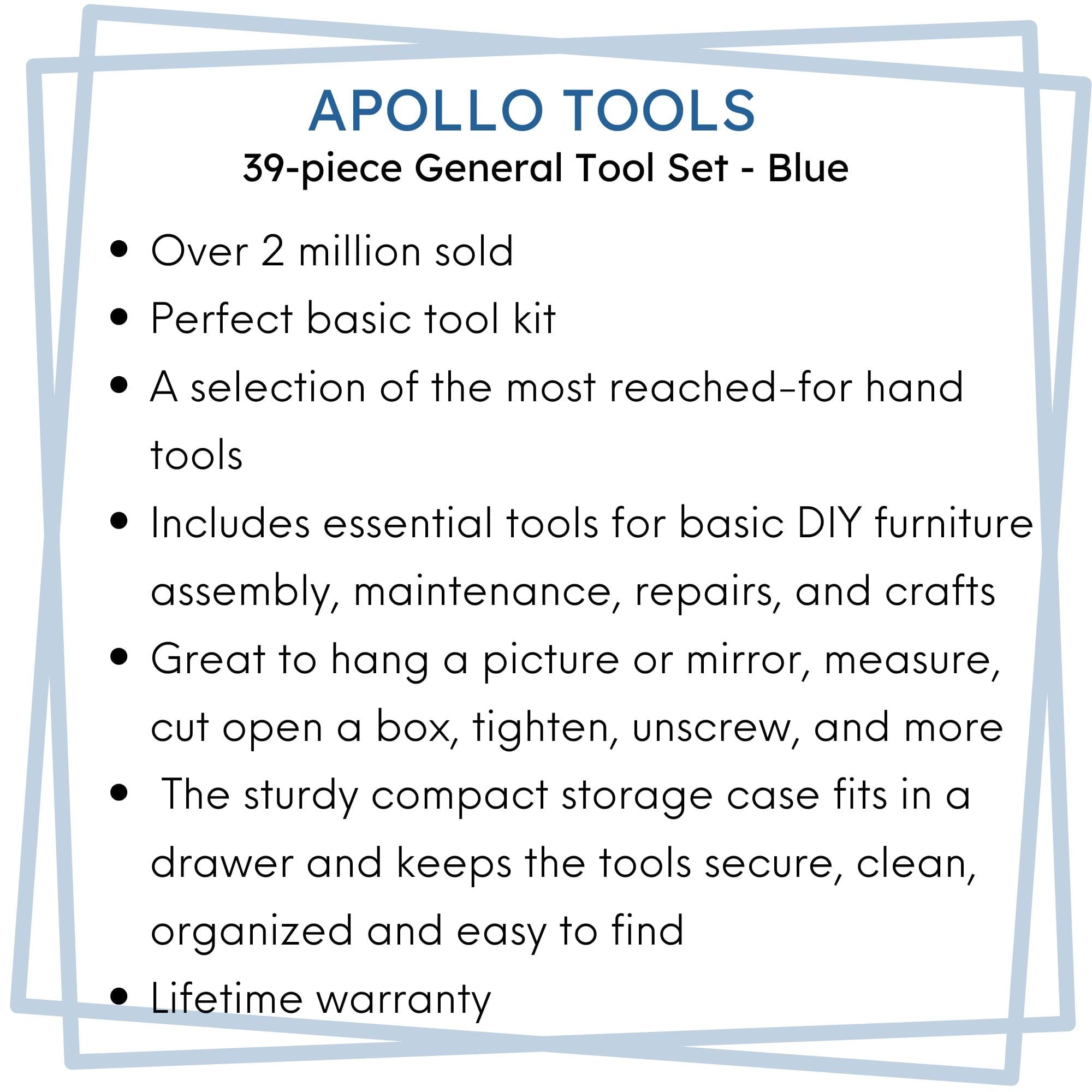 Apollo Tools 39 Piece General Tool Kit - DT9706BL SpadezStore