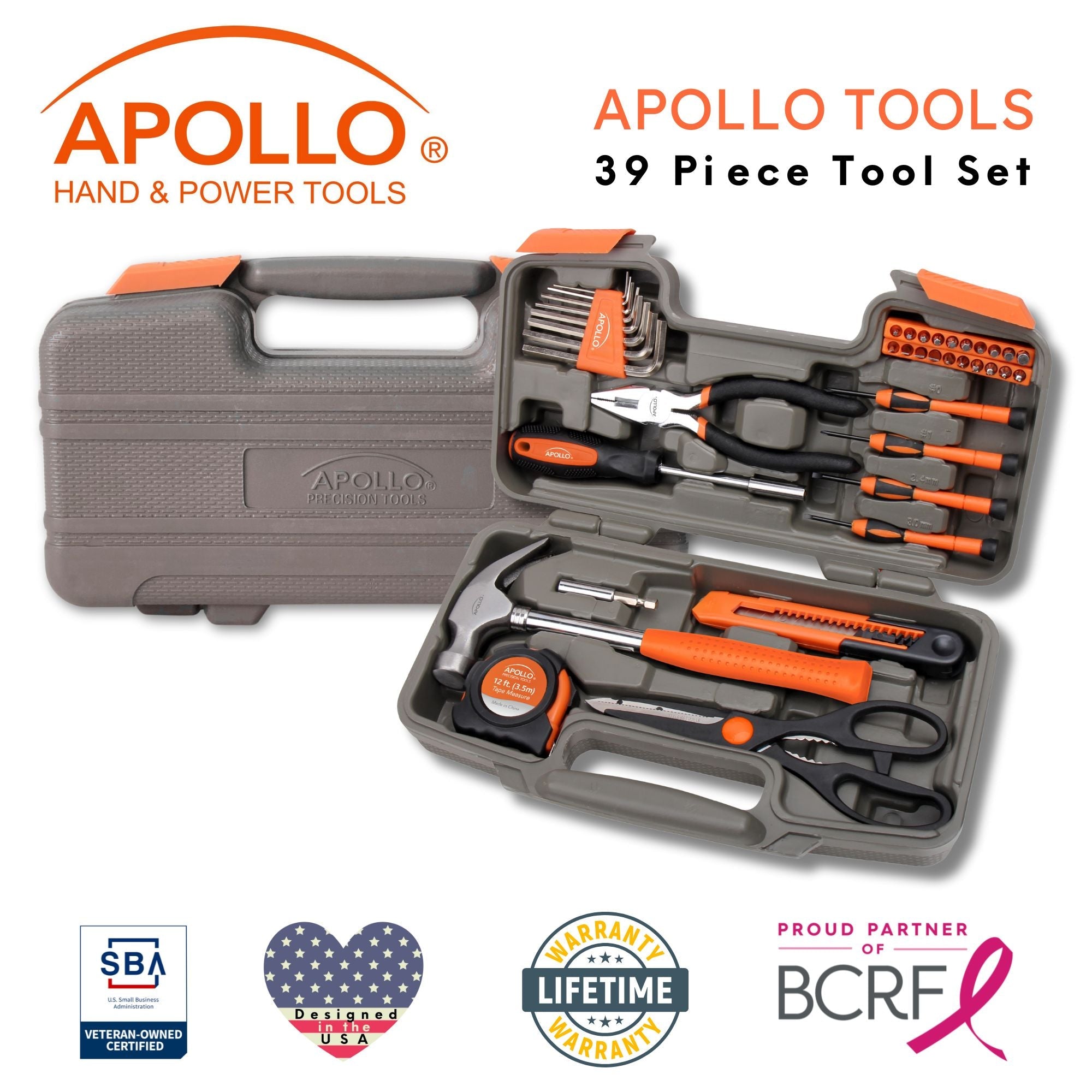 Apollo Tools 39 Piece General Tool Kit - DT9706OR SpadezStore