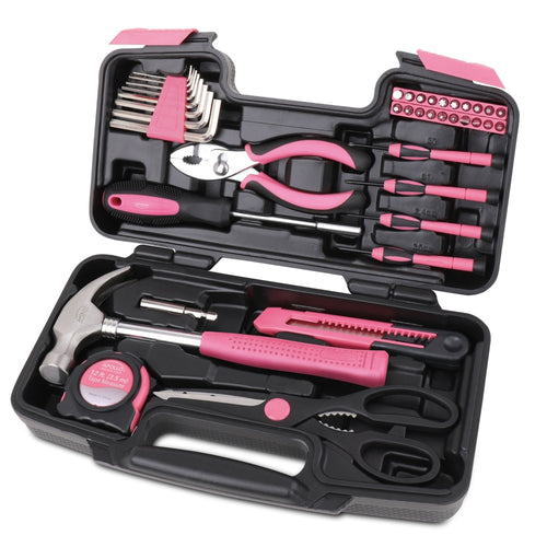 Apollo Tools 39 Piece General Tool Set Pink - DT9706P SpadezStore