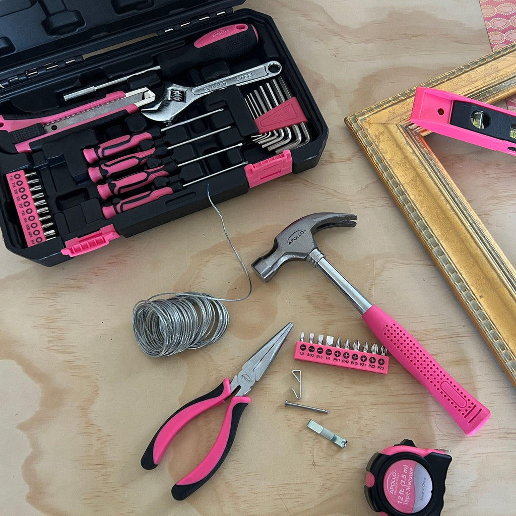 Apollo Tools New and Improved 39 Piece General Pink Tool Set in Storage Case for DIY Everyday Home Maintenance and Repairs- DT9711P SpadezStore