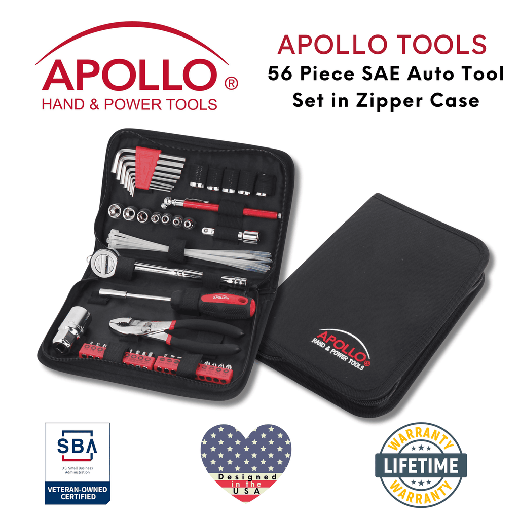 Apollo Tools 56 Piece SAE Auto Tool Set In Zipper Case - DT9774 SpadezStore