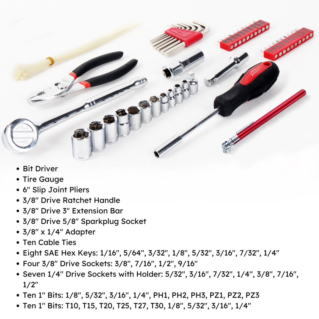 Apollo Tools 56 Piece SAE Auto Tool Set In Zipper Case - DT9774 SpadezStore