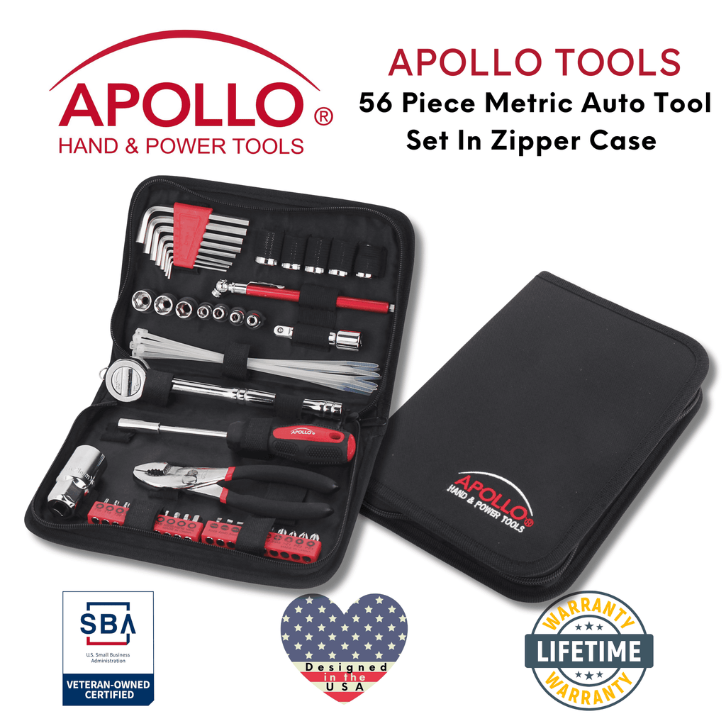 Apollo Tools 56 Piece Metric Auto Tool Set In Zipper Case - DT9775 SpadezStore