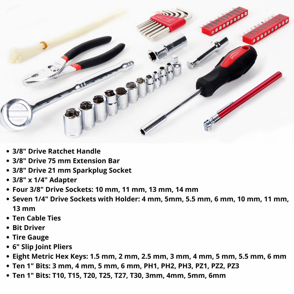 Apollo Tools 56 Piece Metric Auto Tool Set In Zipper Case - DT9775 SpadezStore