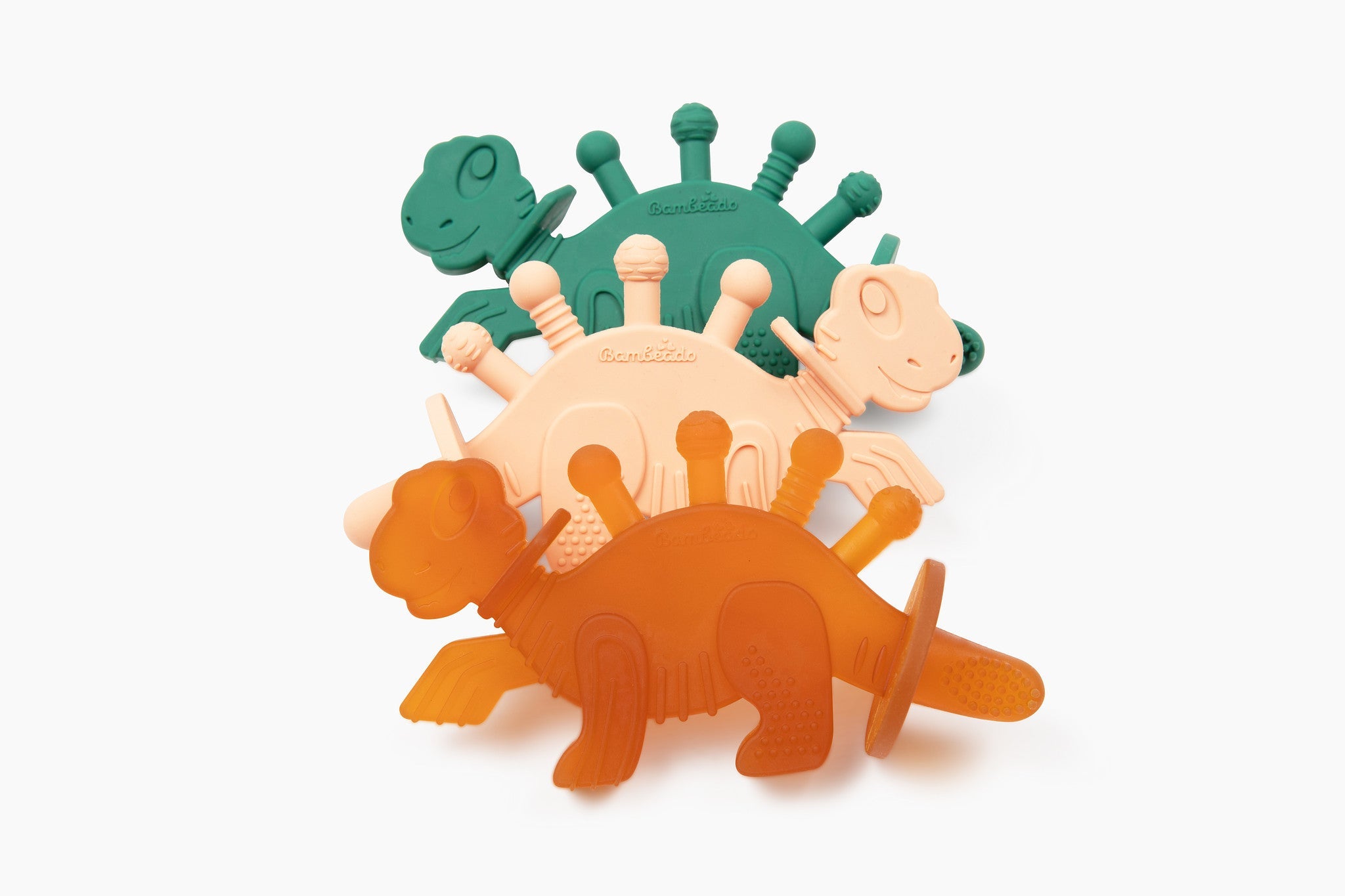 Bambeado Dibly Amber - Baltic Amber & Natural Rubber Dinosaur Teether with Toothbrush Tail
