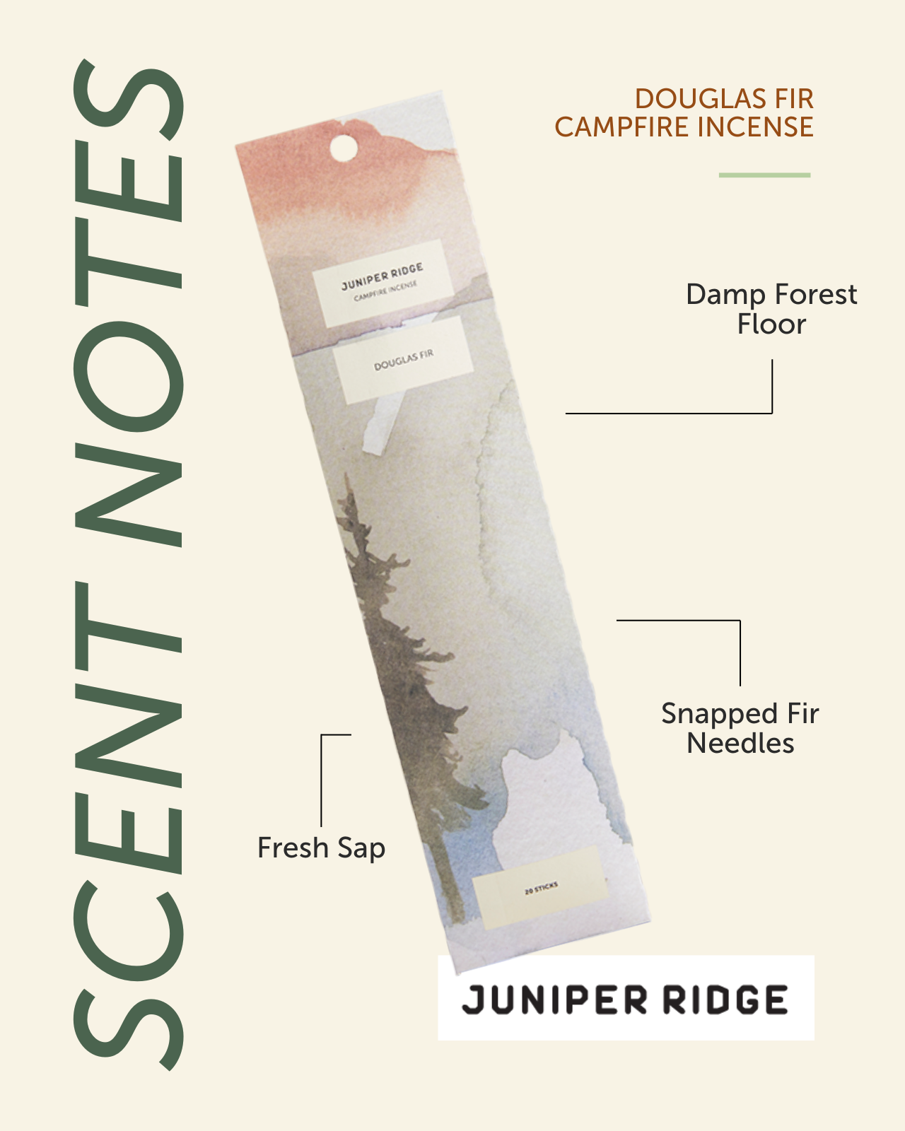 Juniper Ridge Douglas Fir Campfire Incense 20 Sticks 3-Pack SpadezStore