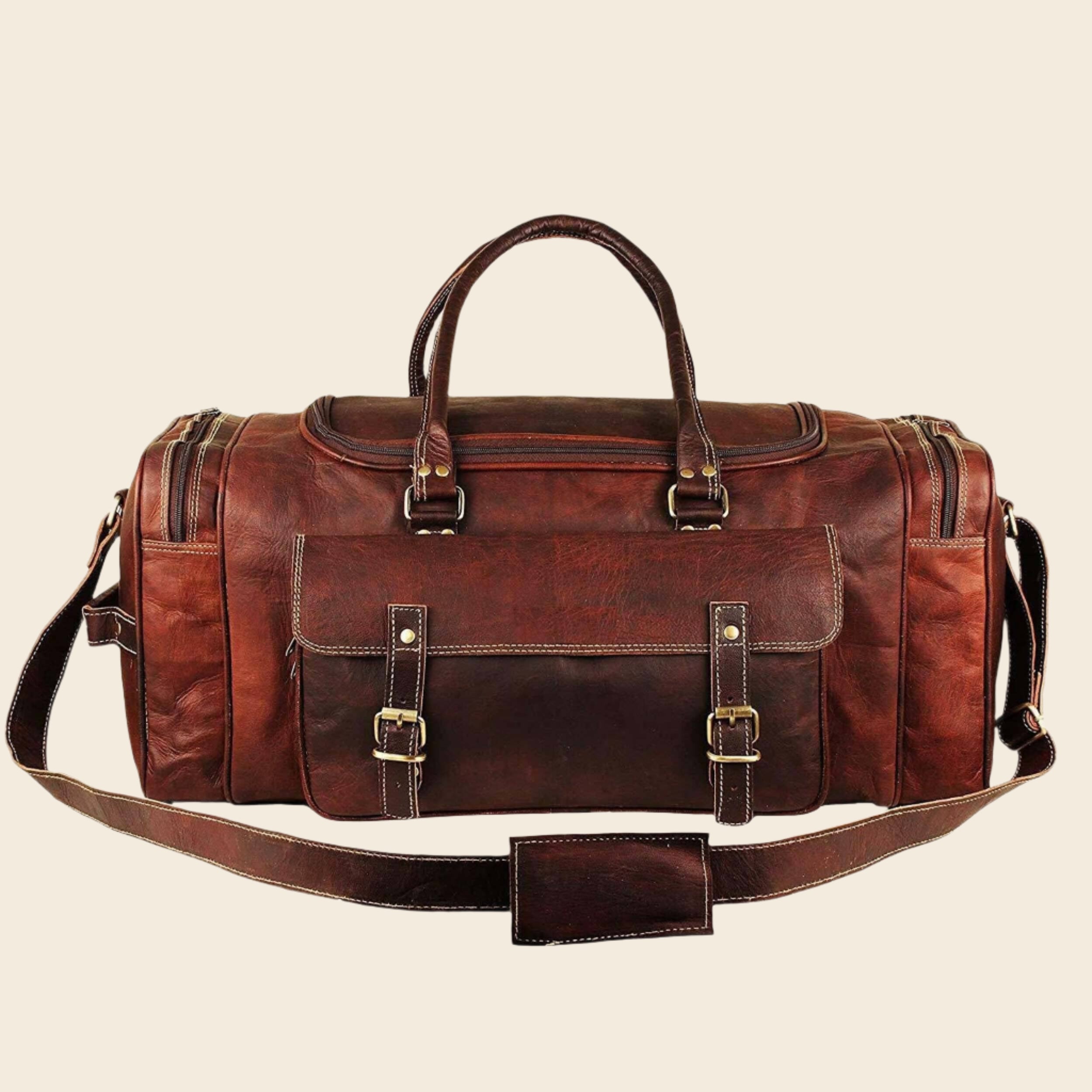 Classy Leather Bags Traveler Weekender Duffle Bag + FREE Toiletry Bag ZIPIFY SpadezStore