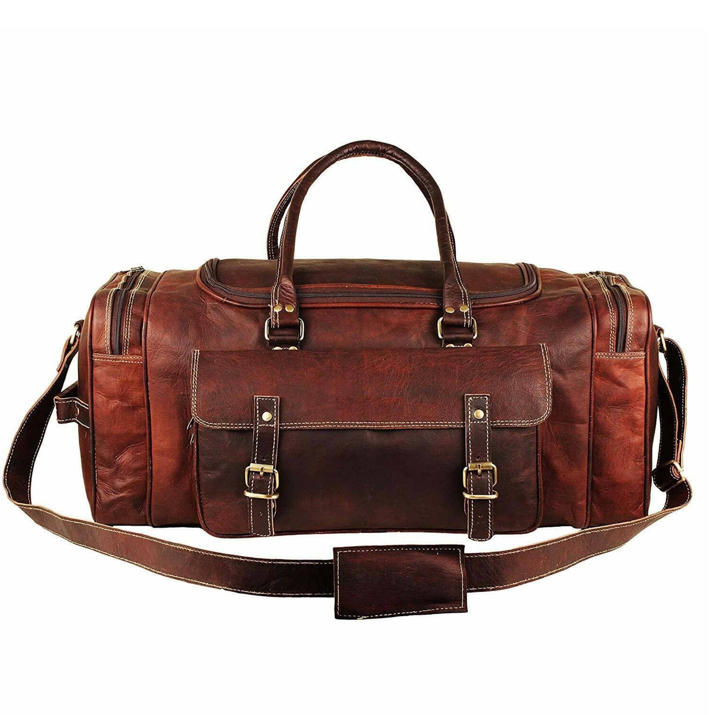 Classy Leather Bags Traveler Weekender Duffle Bag + FREE Toiletry Bag SpadezStore
