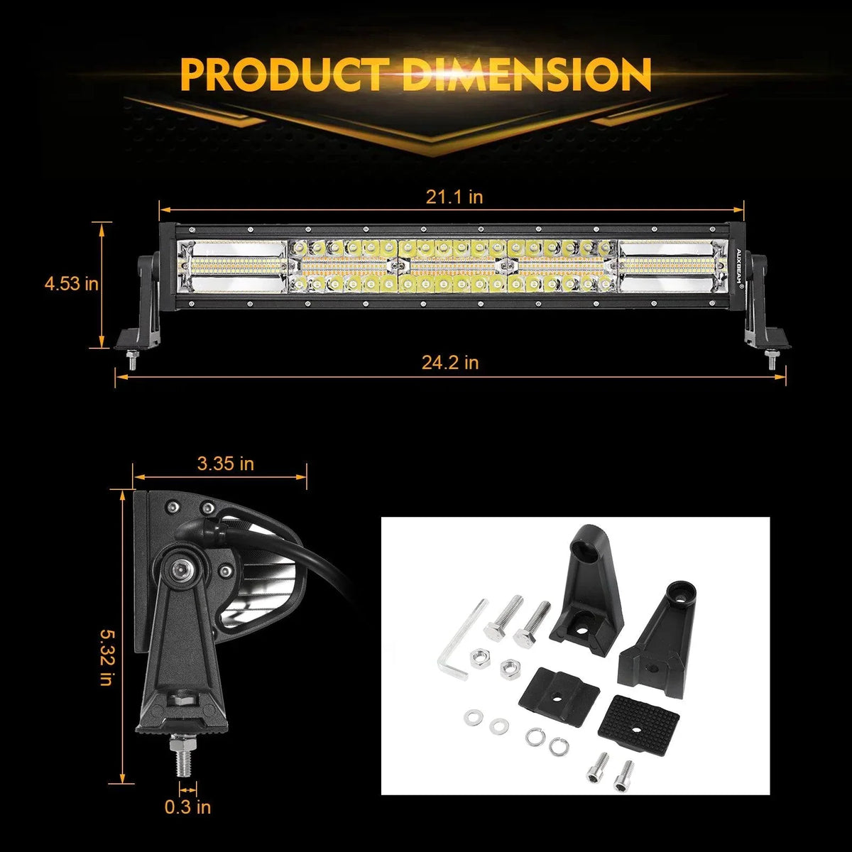 Auxbeam 6 Modes Series Amber and White LED Light Bars