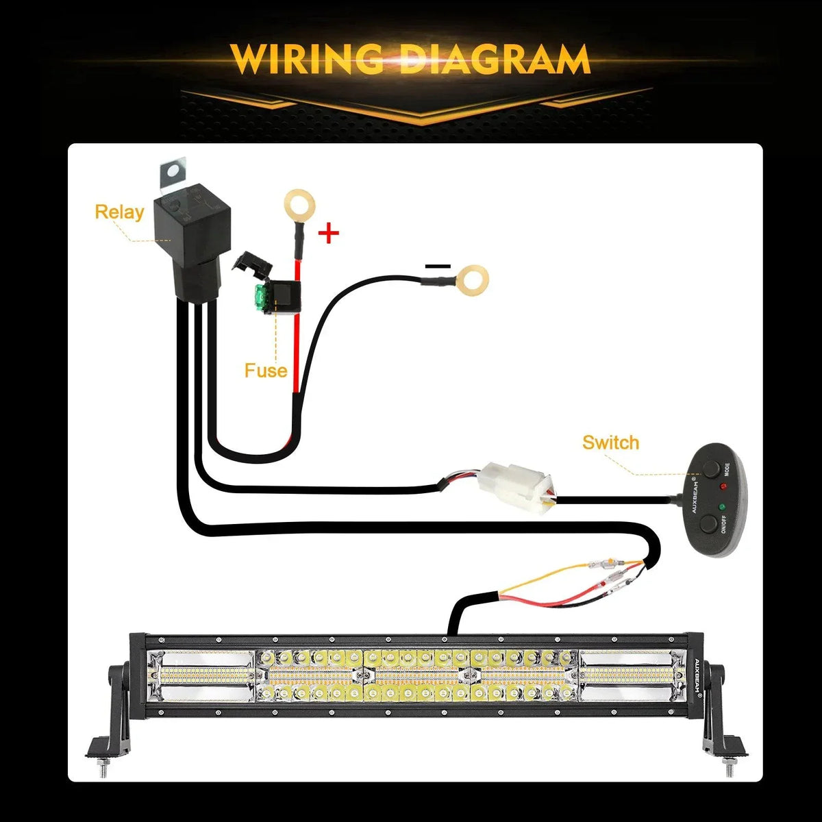 Auxbeam 6 Modes Series Amber and White LED Light Bars