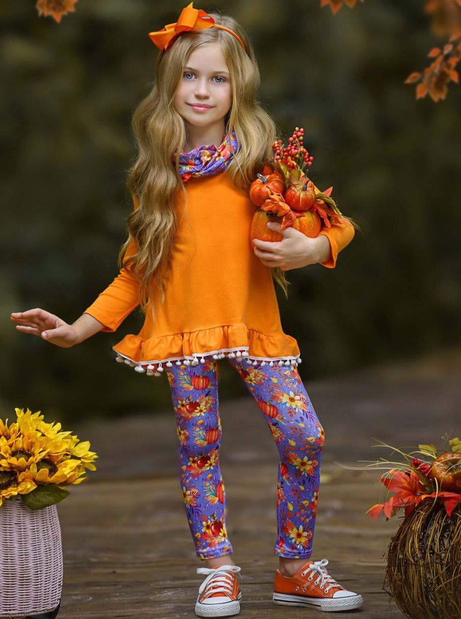 Mia Belle Girls Carve Out Some Fun Tunic, Legging and Scarf Set SpadezStore