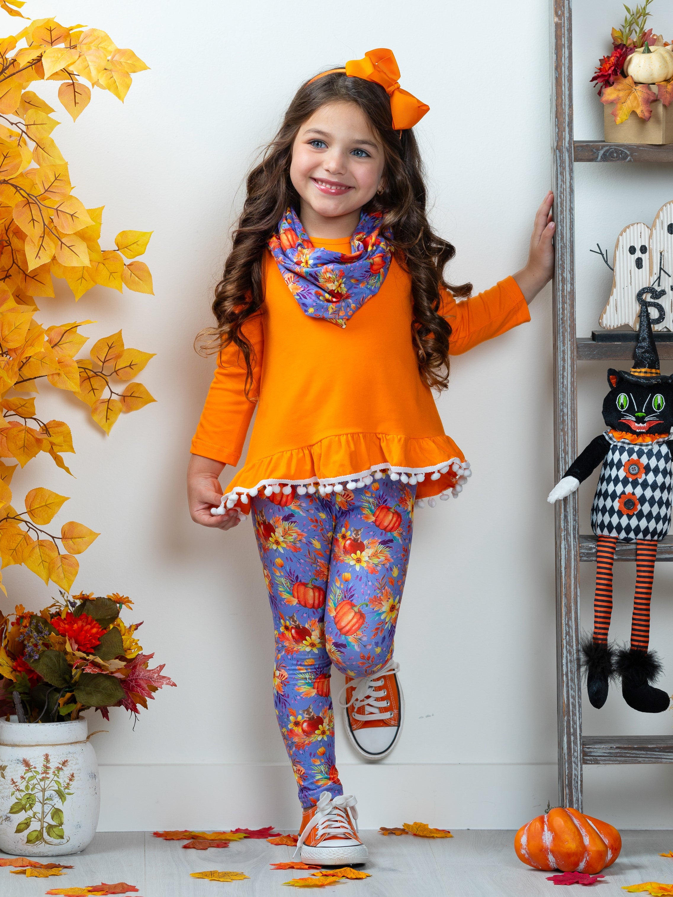 Mia Belle Girls Carve Out Some Fun Tunic, Legging and Scarf Set SpadezStore