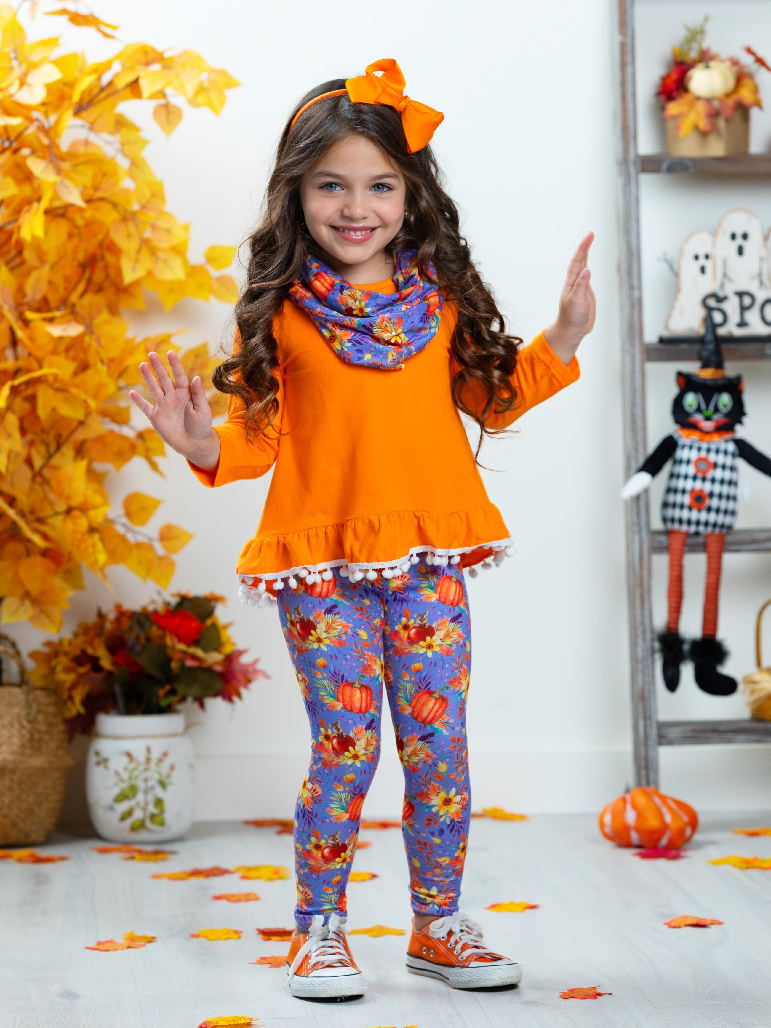 Mia Belle Girls Carve Out Some Fun Tunic, Legging and Scarf Set SpadezStore