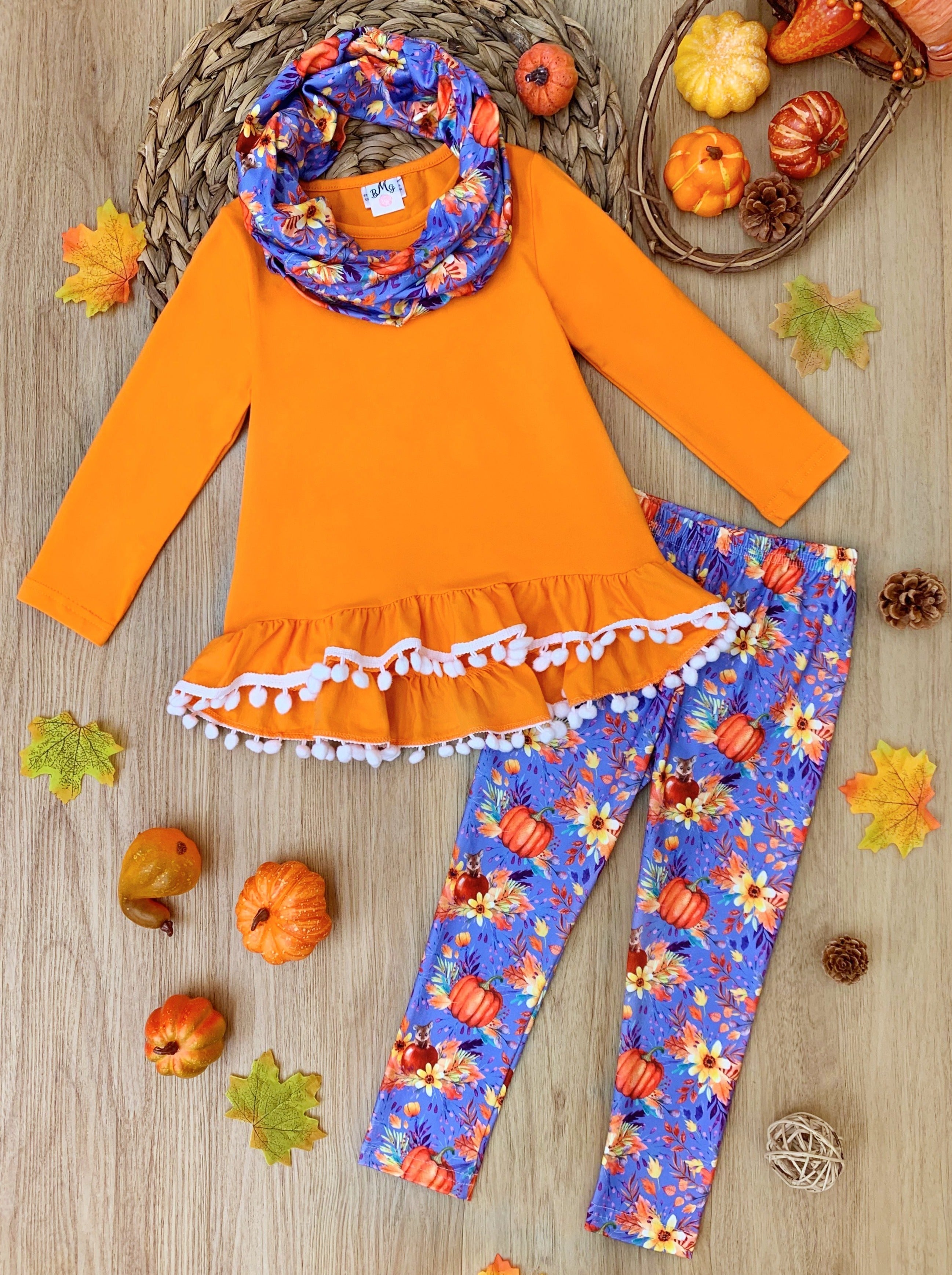 Mia Belle Girls Carve Out Some Fun Tunic, Legging and Scarf Set SpadezStore