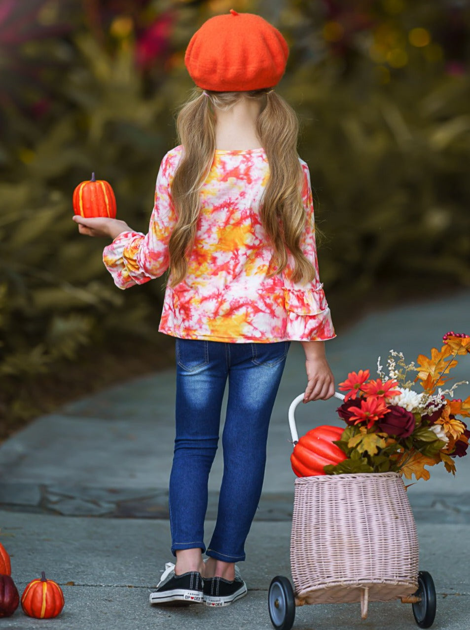 Mia Belle Girls Candy Corn Cutie Top and Patched Jeans Set SpadezStore