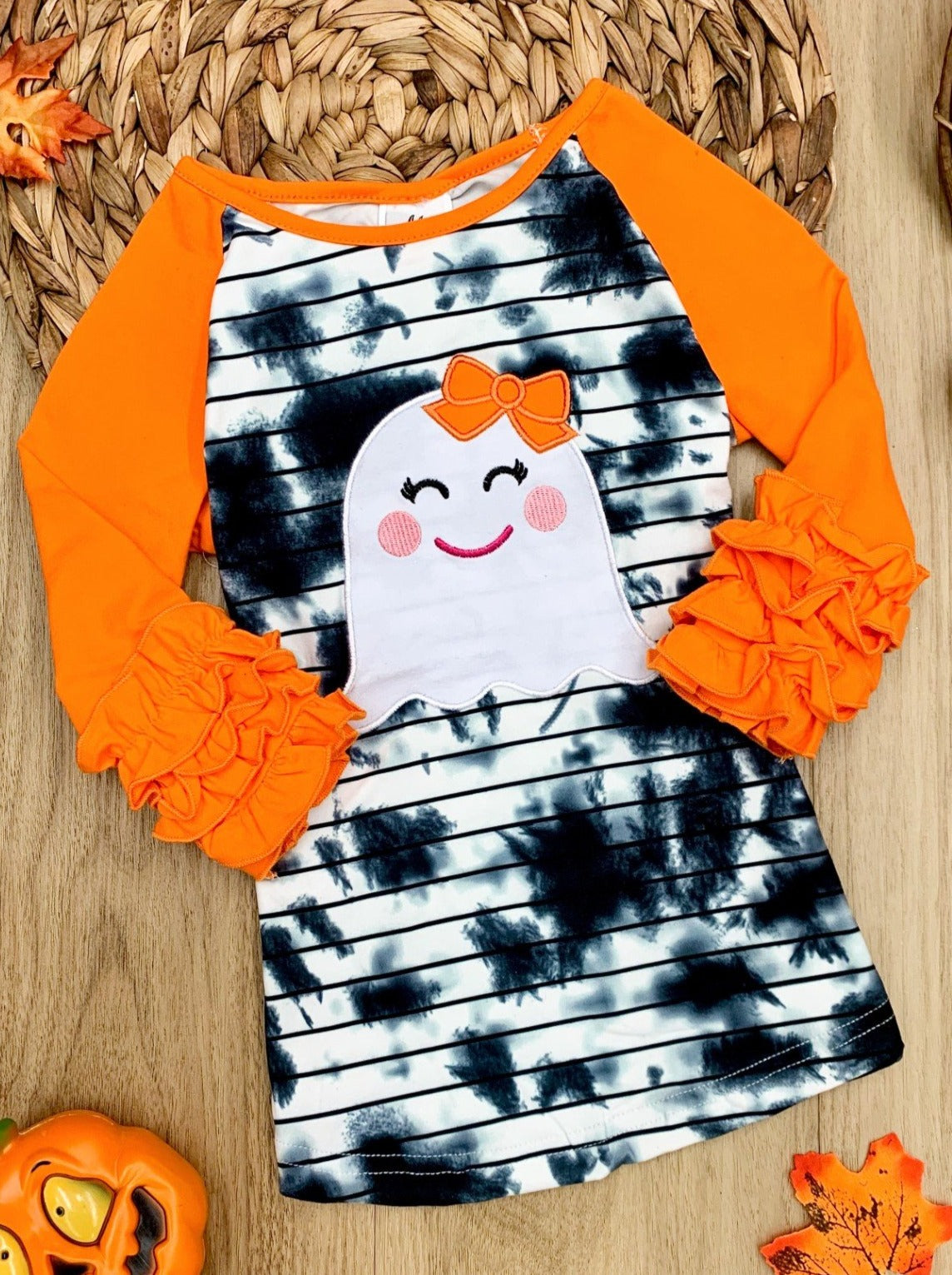 Mia Belle Girls All Boo'd Up Tie Dye Raglan Top SpadezStore