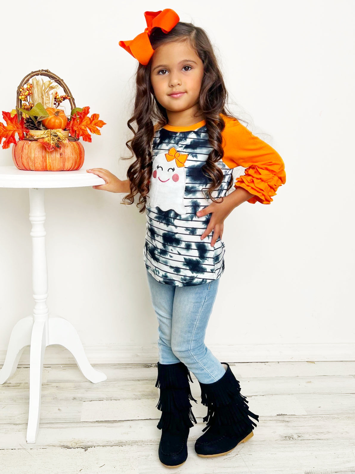 Mia Belle Girls All Boo'd Up Tie Dye Raglan Top SpadezStore