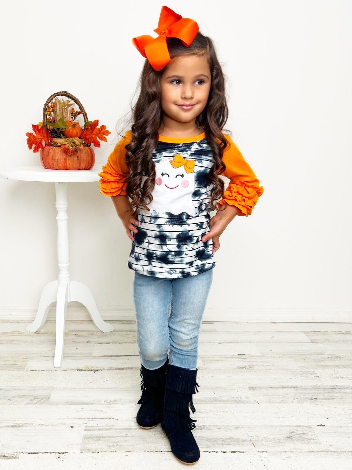 Mia Belle Girls All Boo'd Up Tie Dye Raglan Top SpadezStore