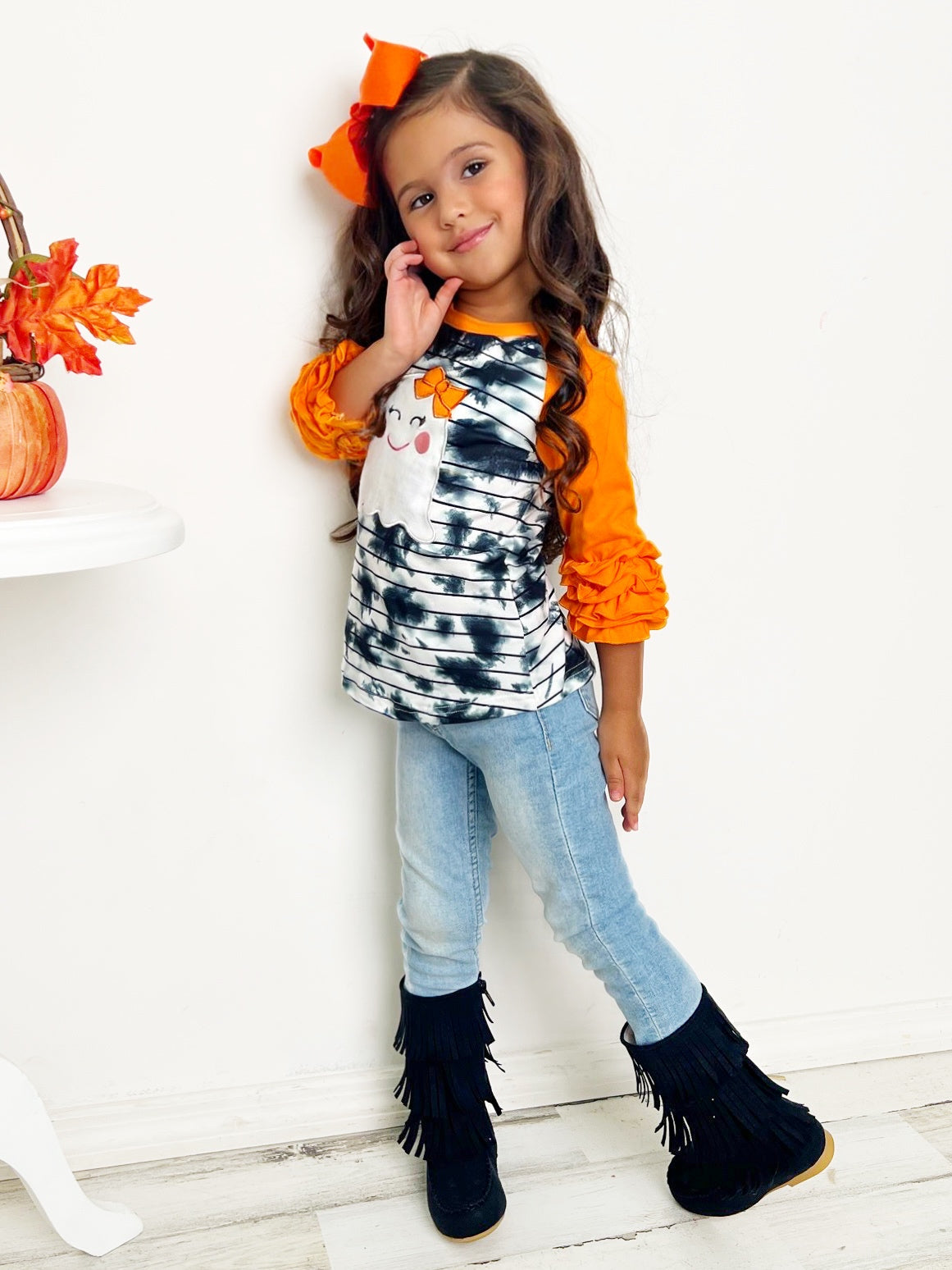 Mia Belle Girls All Boo'd Up Tie Dye Raglan Top SpadezStore