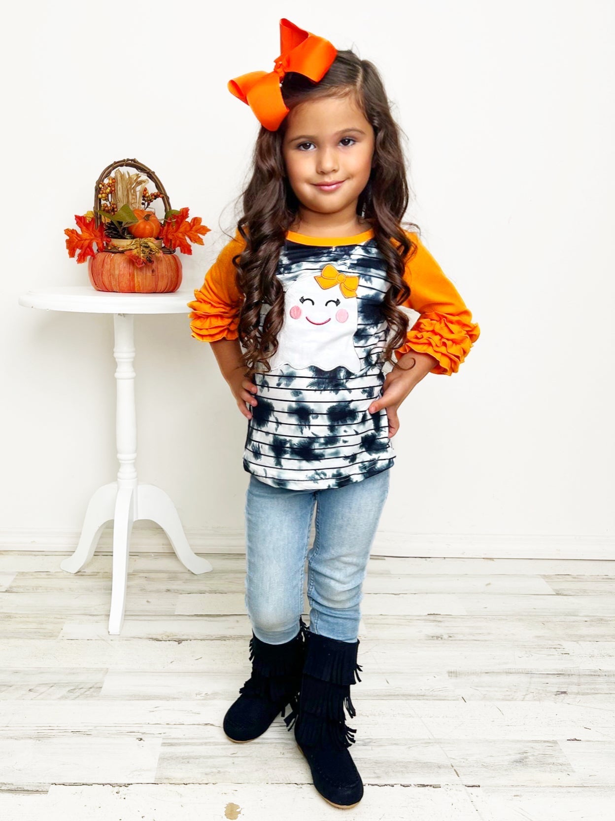 Mia Belle Girls All Boo'd Up Tie Dye Raglan Top SpadezStore