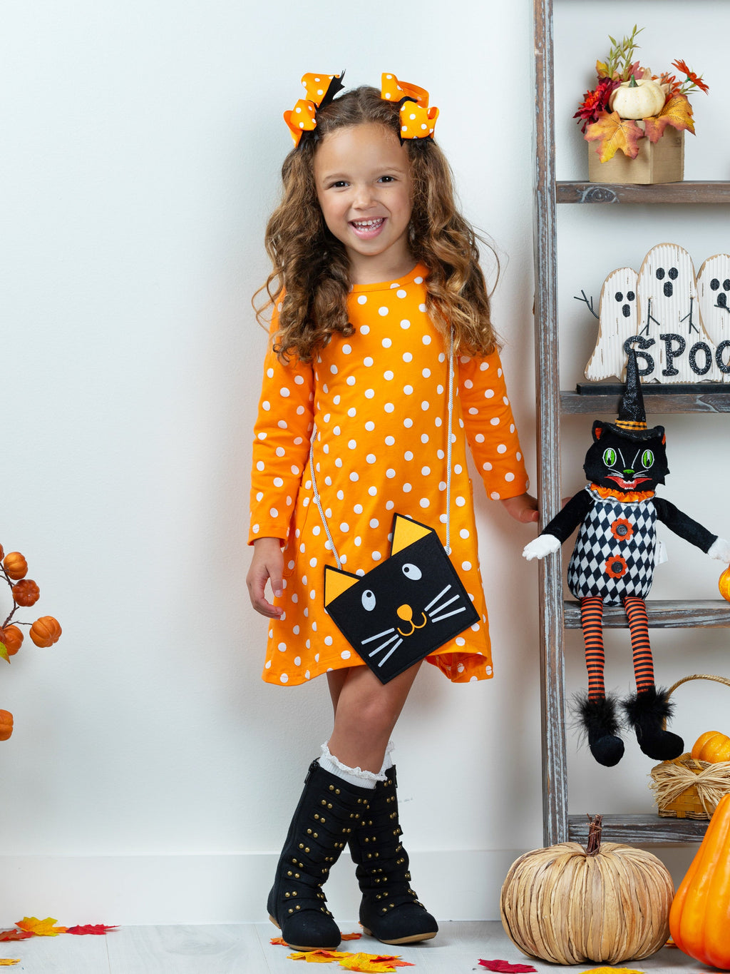 Mia Belle Girls Precious Polka Dot Pocket Dress and Purse Set SpadezStore