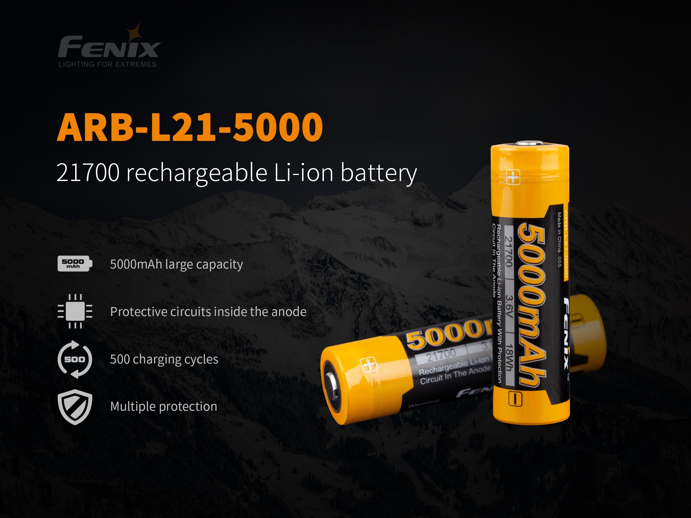 Fenix ARB-L21-5000 V2 Rechargeable 21700 Rechargeable Battery SpadezStore