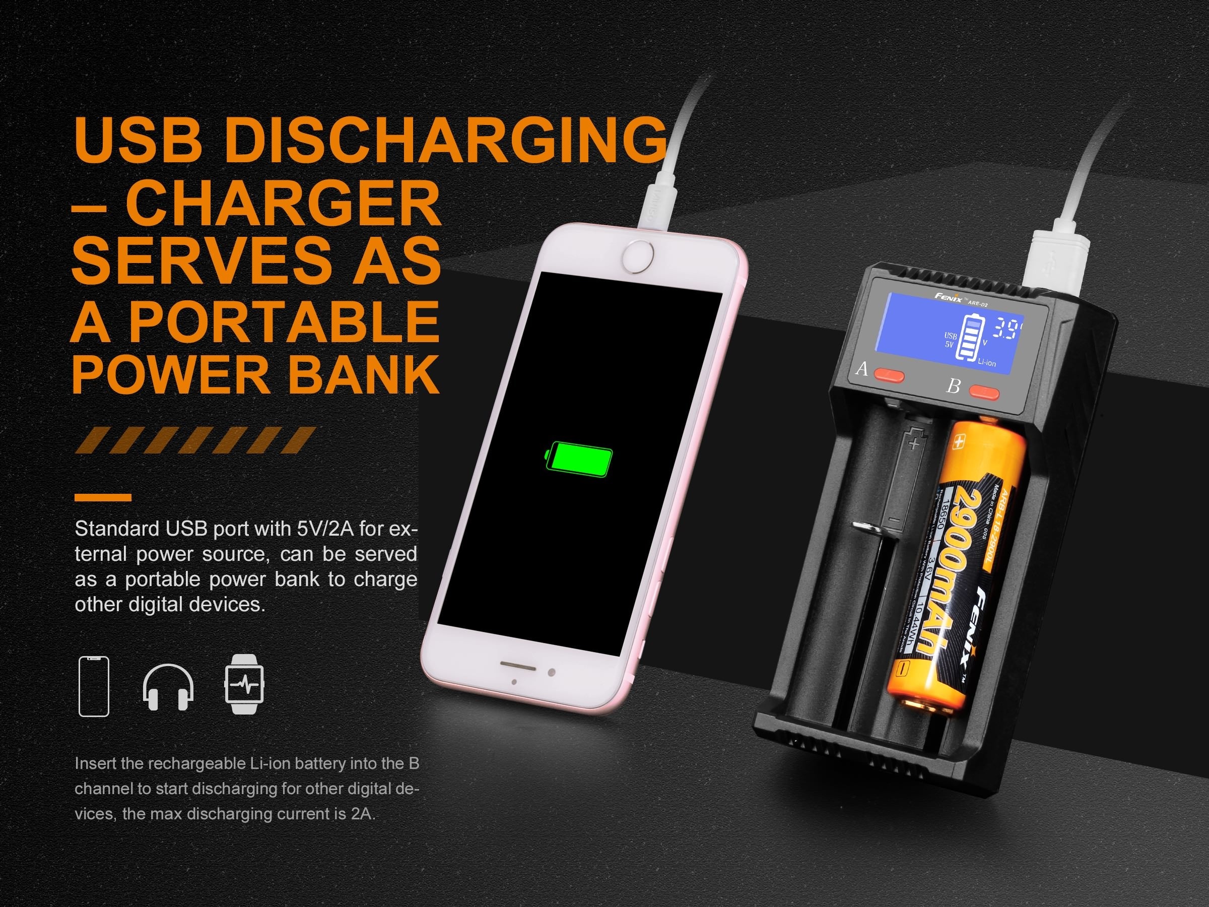 Fenix ARE-D2 Dual Channel Smart Battery Charger SpadezStore