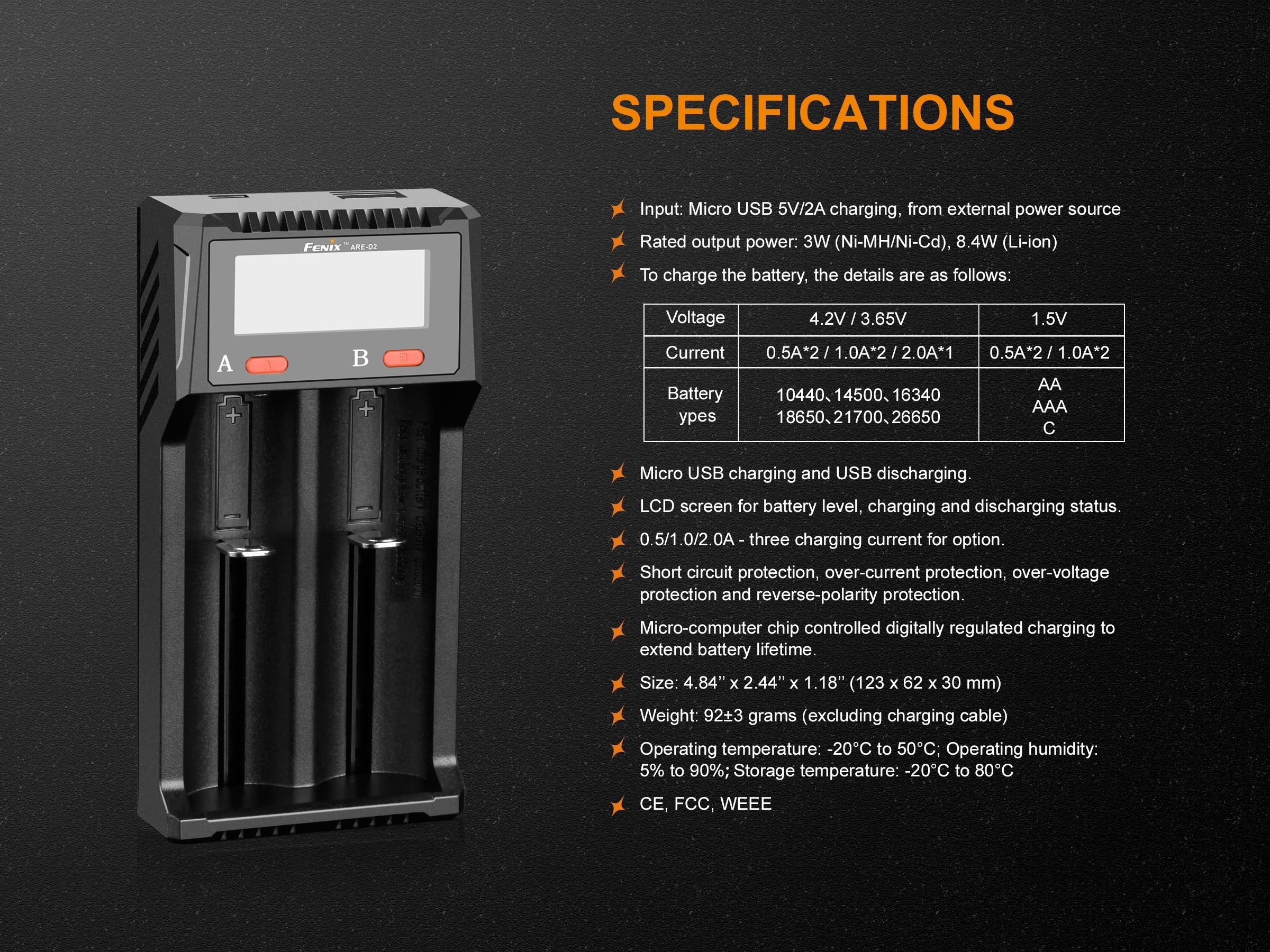 Fenix ARE-D2 Dual Channel Smart Battery Charger SpadezStore