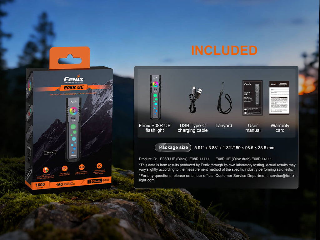 Fenix E08R UE Multi-Light EDC Flashlight With Red Light & Green Laser SpadezStore