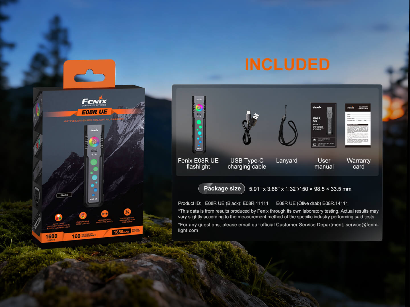 Fenix E08R UE Multi-Light EDC Flashlight With Red Light & Green Laser SpadezStore