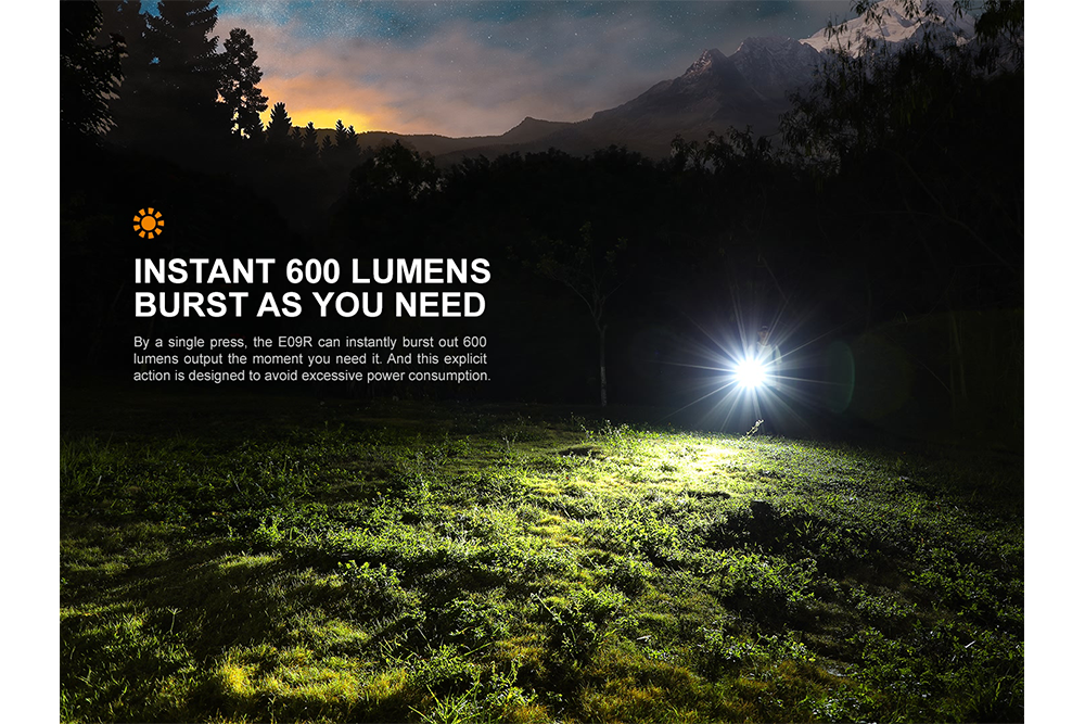 Fenix E09R Rechargeable High-Output Flashlight - 600 Lumens SpadezStore