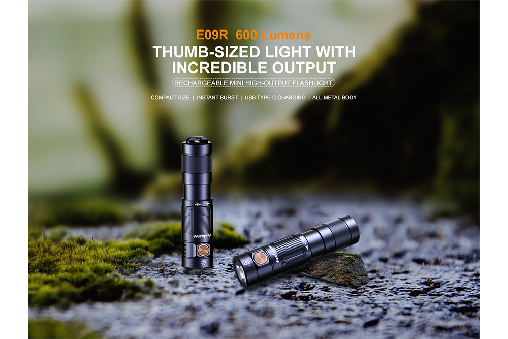 Fenix E09R Rechargeable High-Output Flashlight - 600 Lumens SpadezStore