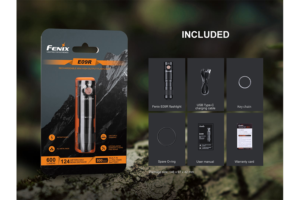 Fenix E09R Rechargeable High-Output Flashlight - 600 Lumens SpadezStore