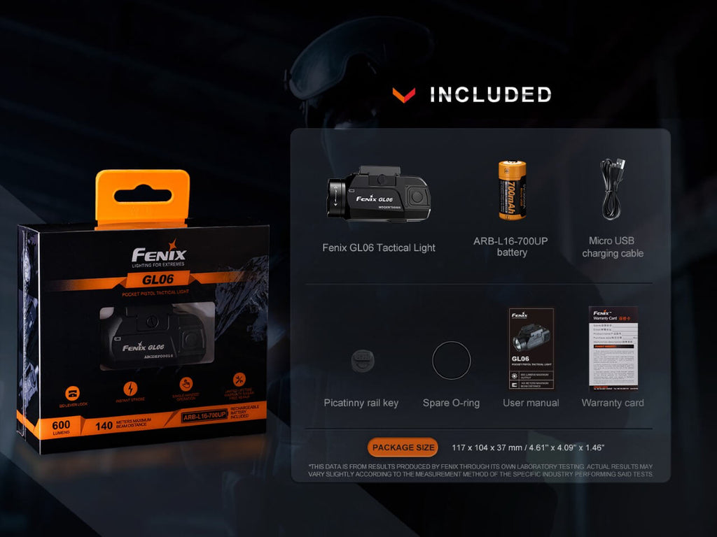 Fenix GL06 Pocket Pistol Tactical LED Light - 600 Lumens SpadezStore