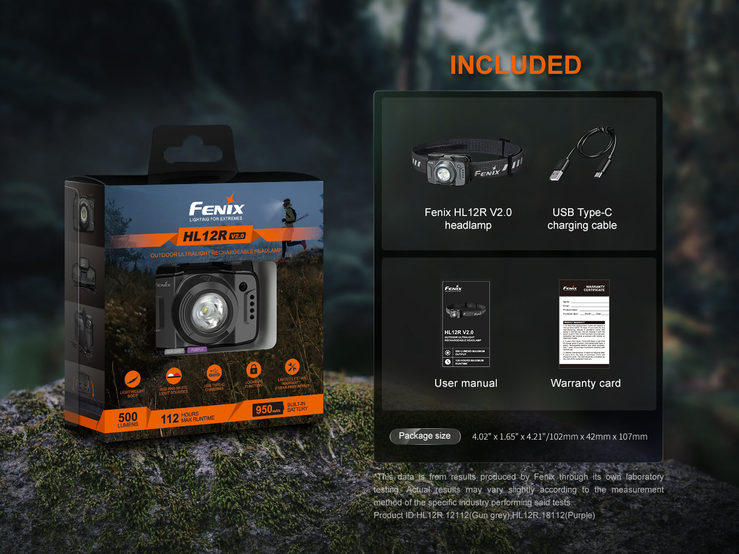 Fenix HL12R V2 Ultralight Outdoor Rechargeable Headlamp SpadezStore