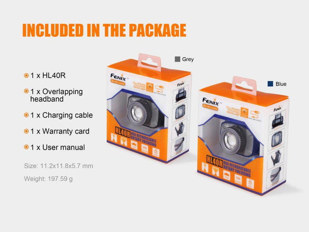 Fenix HL40R Focusable USB Rechargeable LED Headlamp SpadezStore