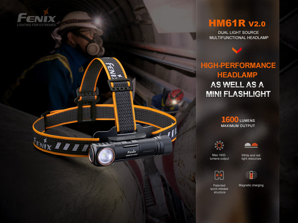 Fenix HM61R V2 Rechargeable LED Headlamp - 1600 Lumens SpadezStore