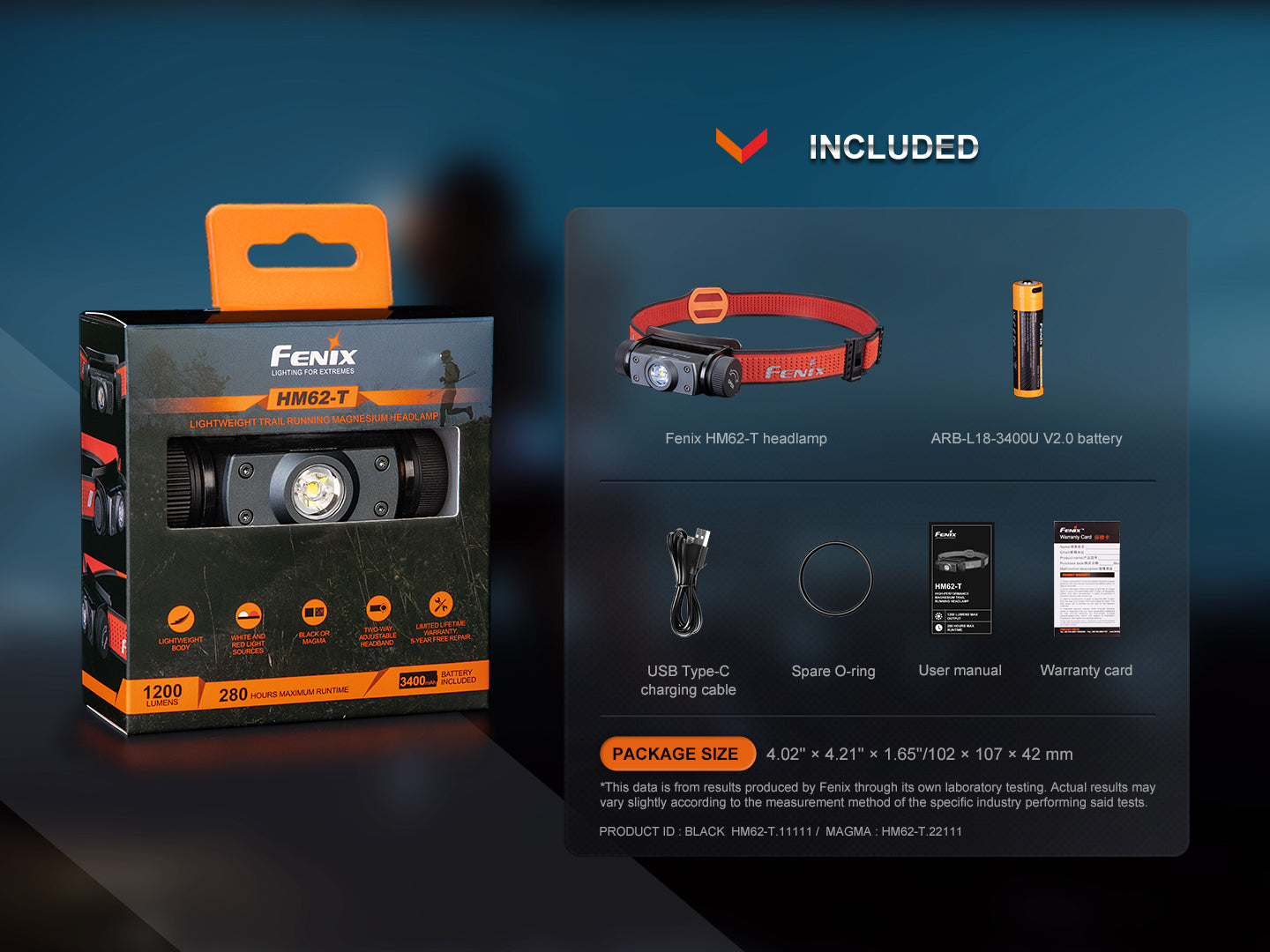 Fenix HM62-T Lightweight Trail Running Headlamp SpadezStore