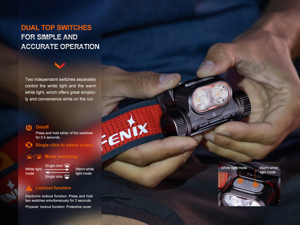 Fenix HM65R-T V2 Rechargeable Lightweight Trail Running Headlamp SpadezStore